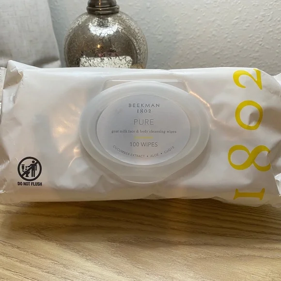 BEEKMAN 1802 Pure Goat Milk Face & Body Cleansing Wipes - Picture 1 of 3